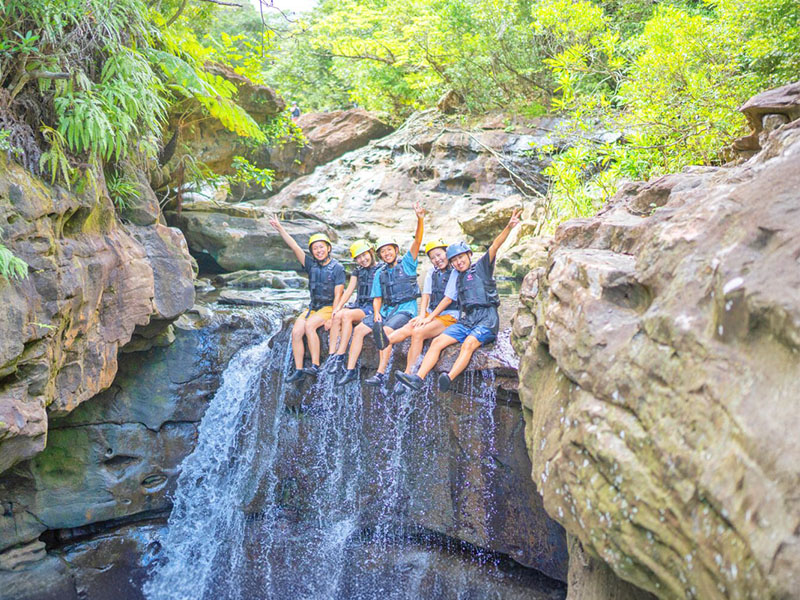 Canyoning experience with adrenaline in full swing