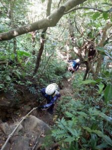 古見岳をトレッキング中の参加者